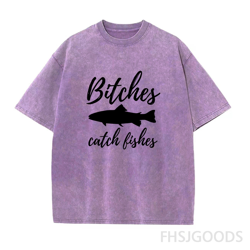 Bitches Catch Fishes Unisex Distressed T-Shirt