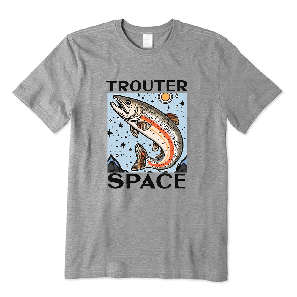Trouter Space Funny Fishing Graphic T-Shirt