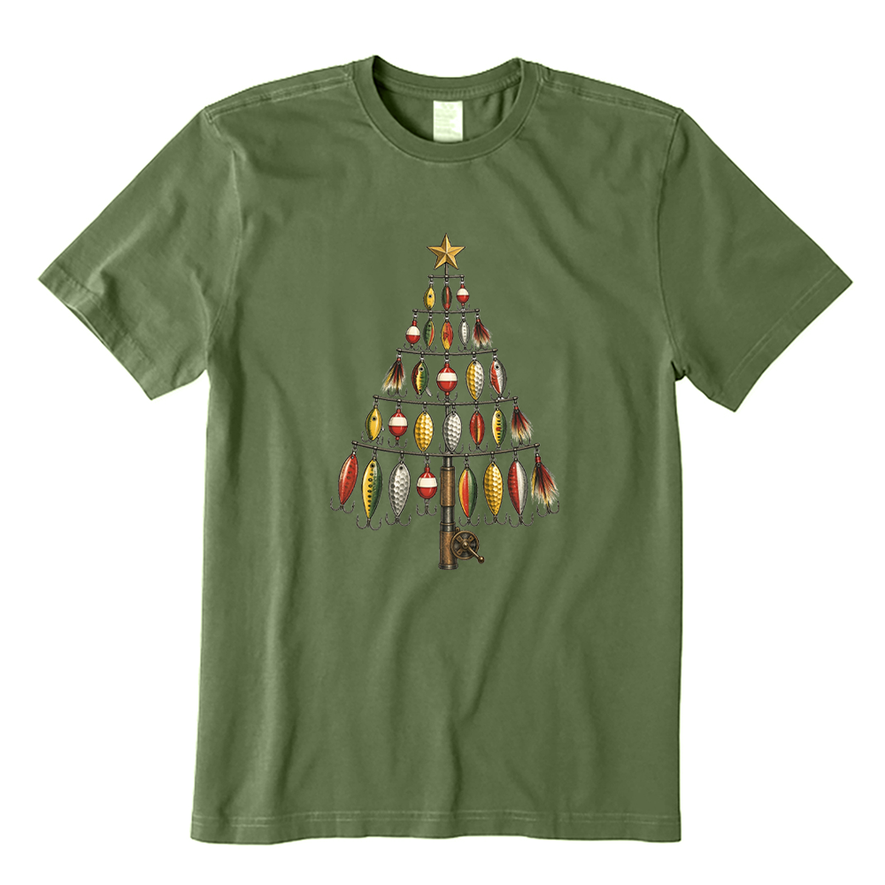 Fishing Lure Christmas Tree Fisherman T-Shirt