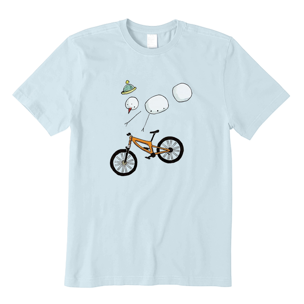 Snowman Mountain Bike Christmas T-Shirt