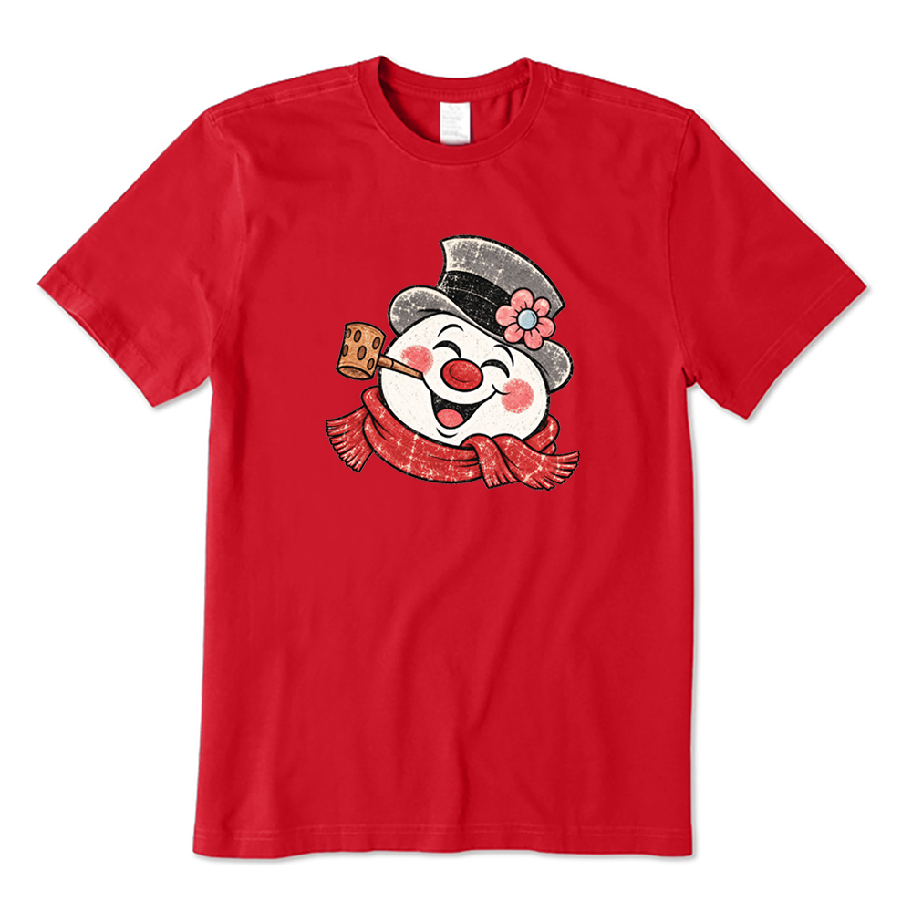 Retro Happy Snowman Christmas T-Shirt