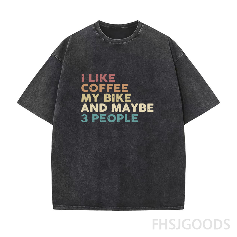 I Like Coffee and My Bike Unisex Distressed T-Shirt