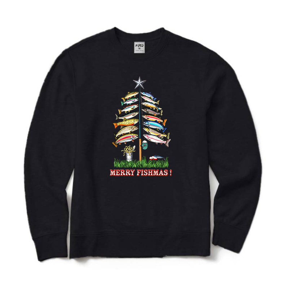 Merry Fishmas Christmas Fishes Tree Crewneck Sweatshirt