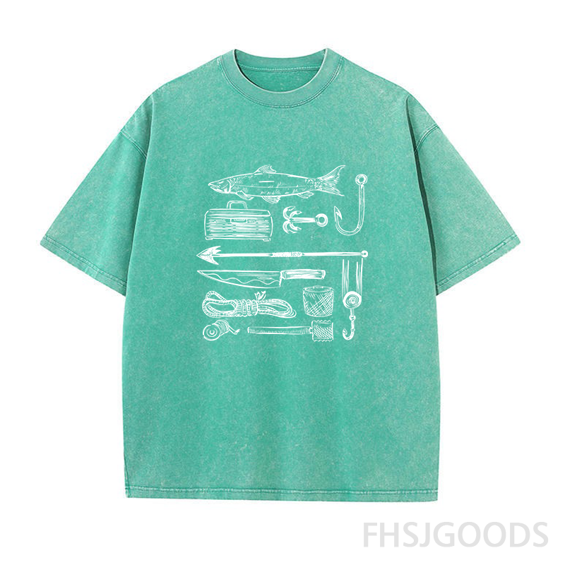 Vintage Style Fishing Unisex Distressed T-Shirt