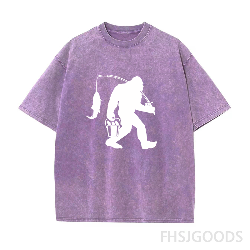 Bigfoot Fishing Unisex Distressed T-Shirt