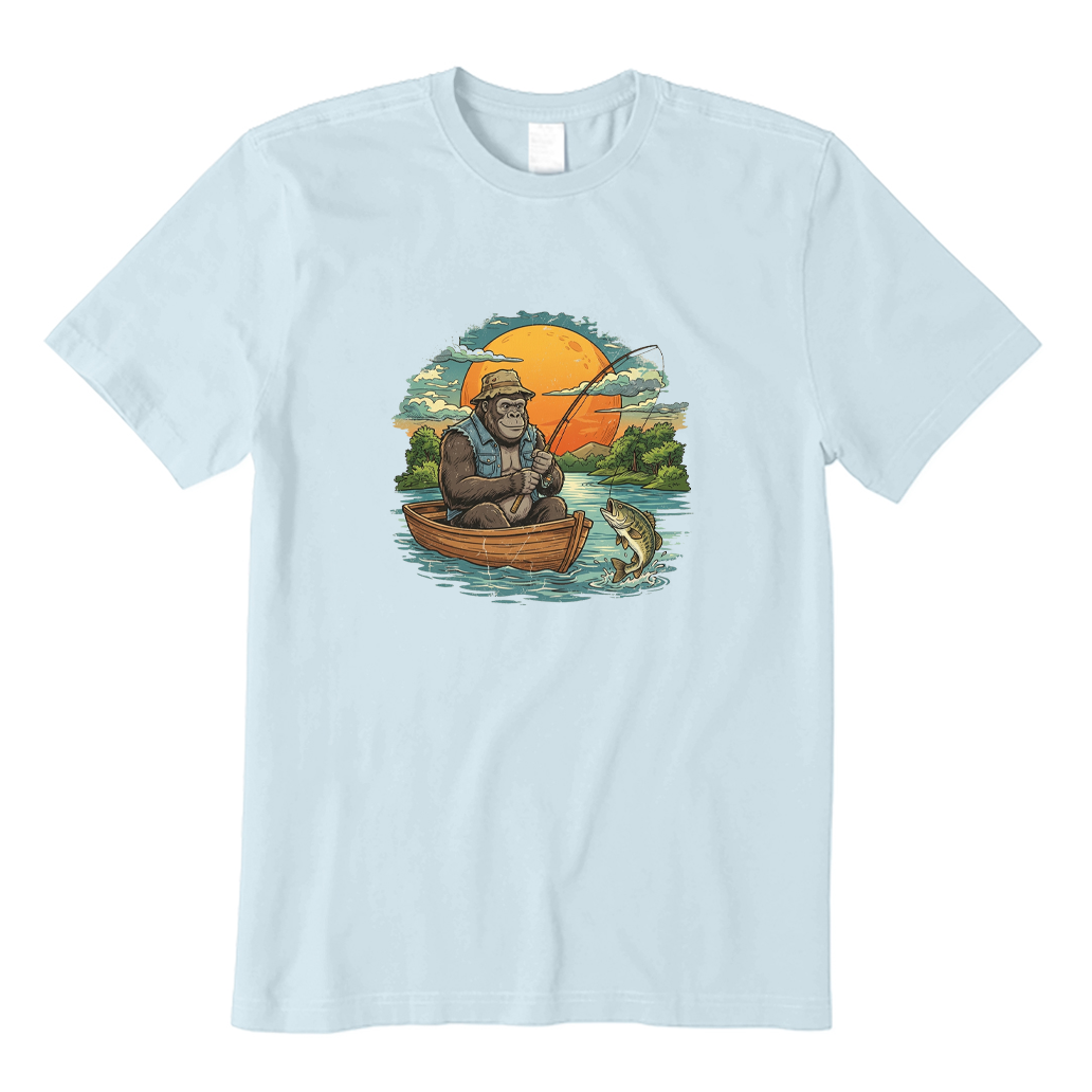 Gorilla Fishing At Sunset Vintage T-shirt