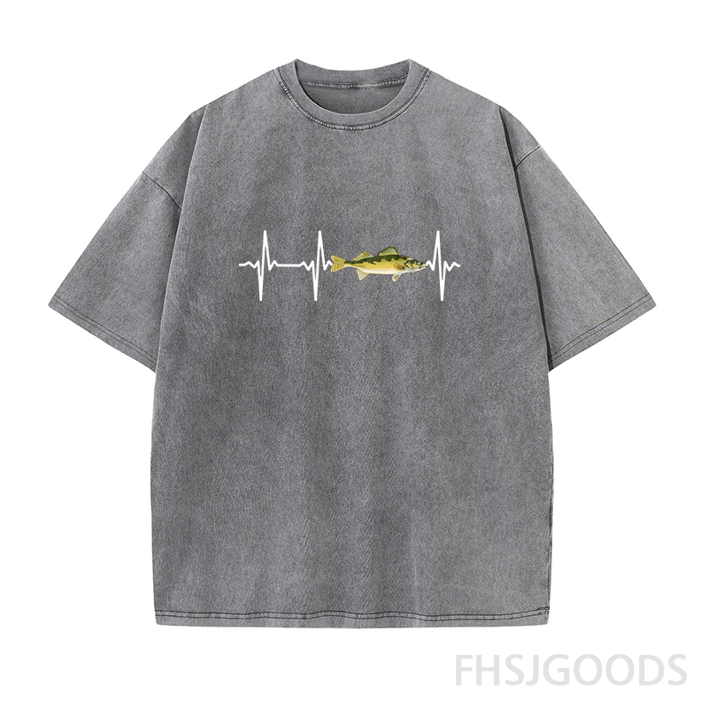 Walleye Heartbeat Unisex Distressed T-Shirt