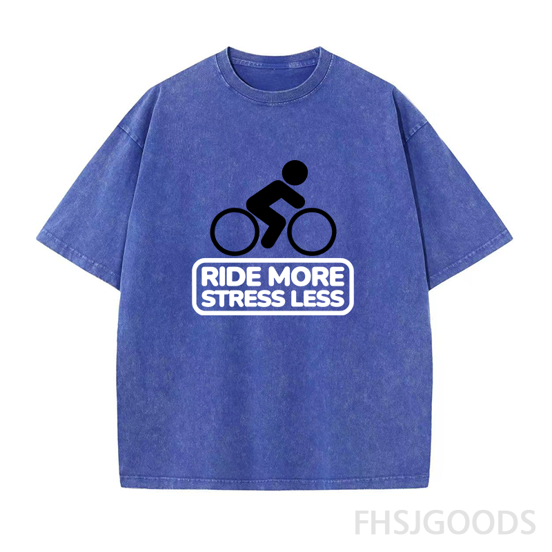 Ride More Stress Less Unisex Distressed T-Shirt
