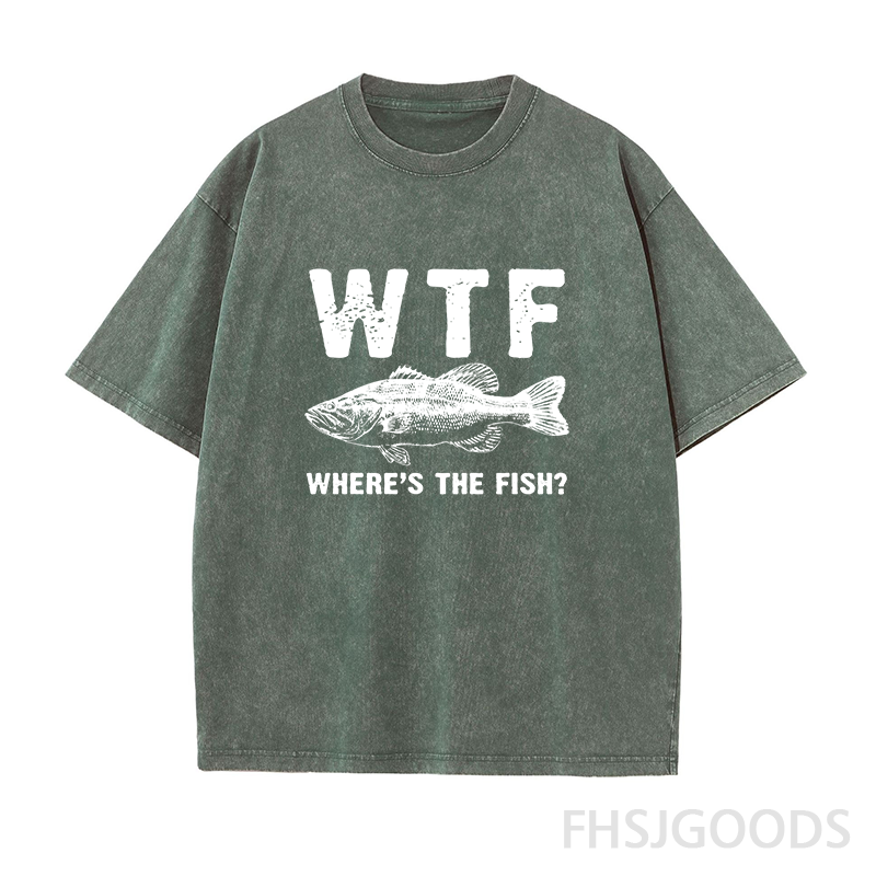 WTF Where's The Fish Bass Unisex Distressed T-Shirt