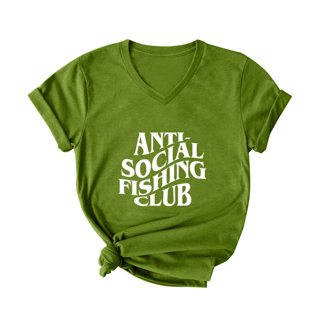 ANTI-SOCIAL FISHING CLUB V Neck T-Shirt for Women