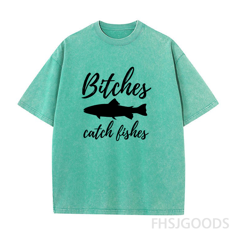 Bitches Catch Fishes Unisex Distressed T-Shirt