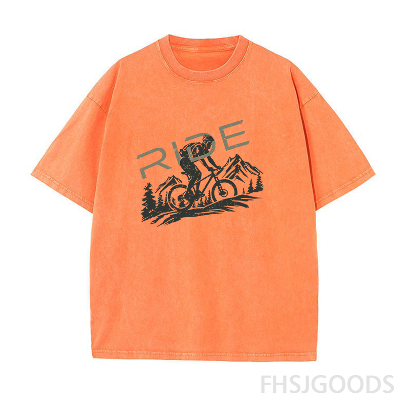 Mountain Biking Ride Unisex Distressed T-Shirt