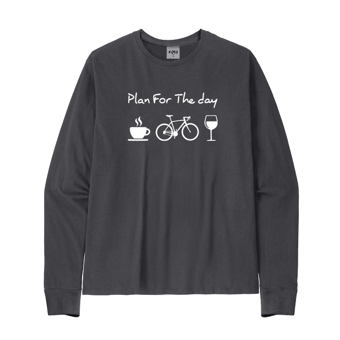 Plan For The Day Coffee Cycling Wine Long Sleeve T-Shirt