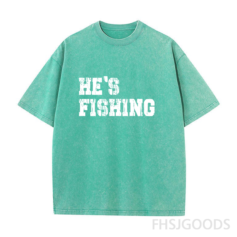 He's Fishing Unisex Distressed T-Shirt
