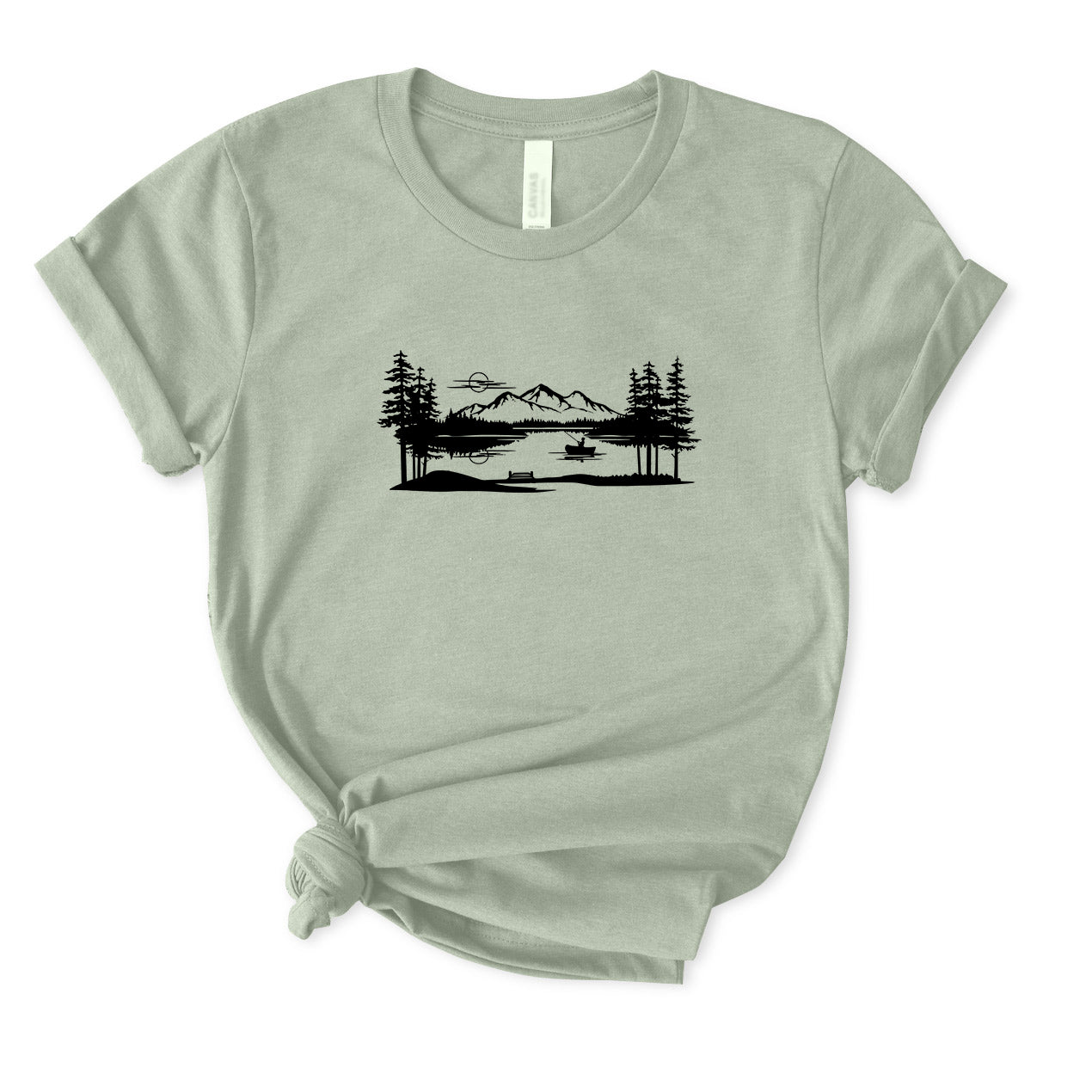 Fishing Lake Scene T-Shirt for women