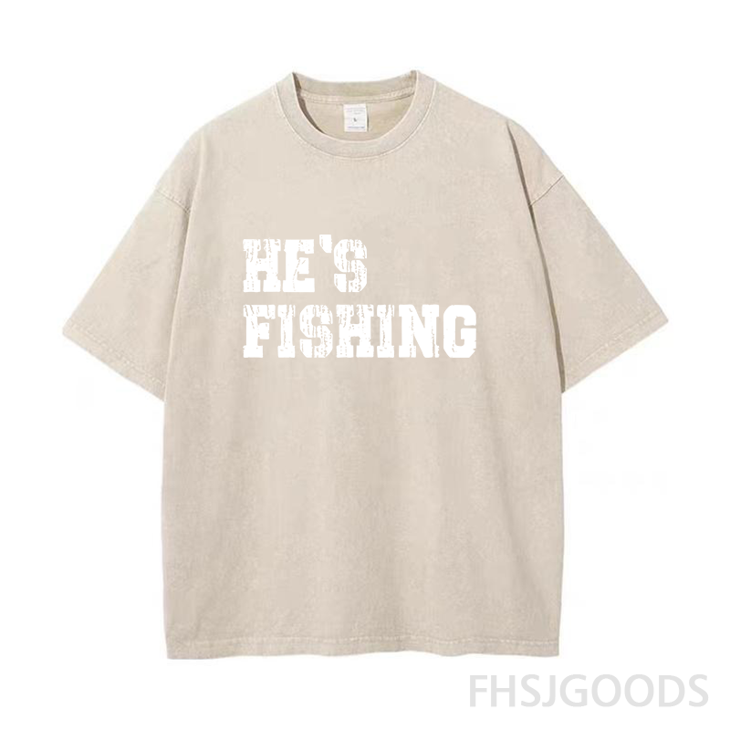 He's Fishing Unisex Distressed T-Shirt