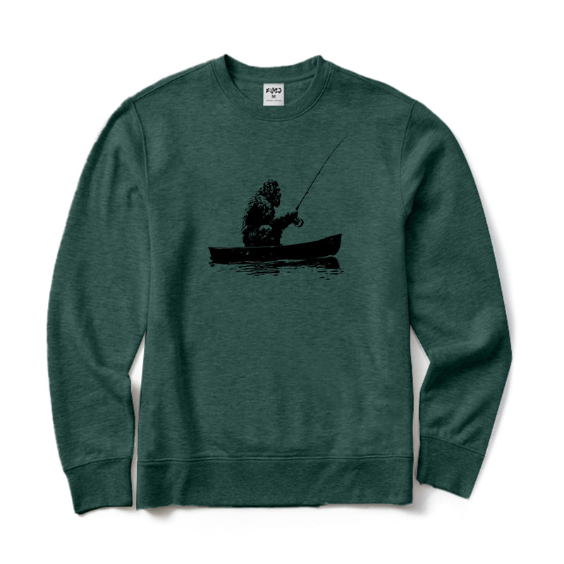 Bigfoot Fishing on Boat Crewneck Sweatshirt