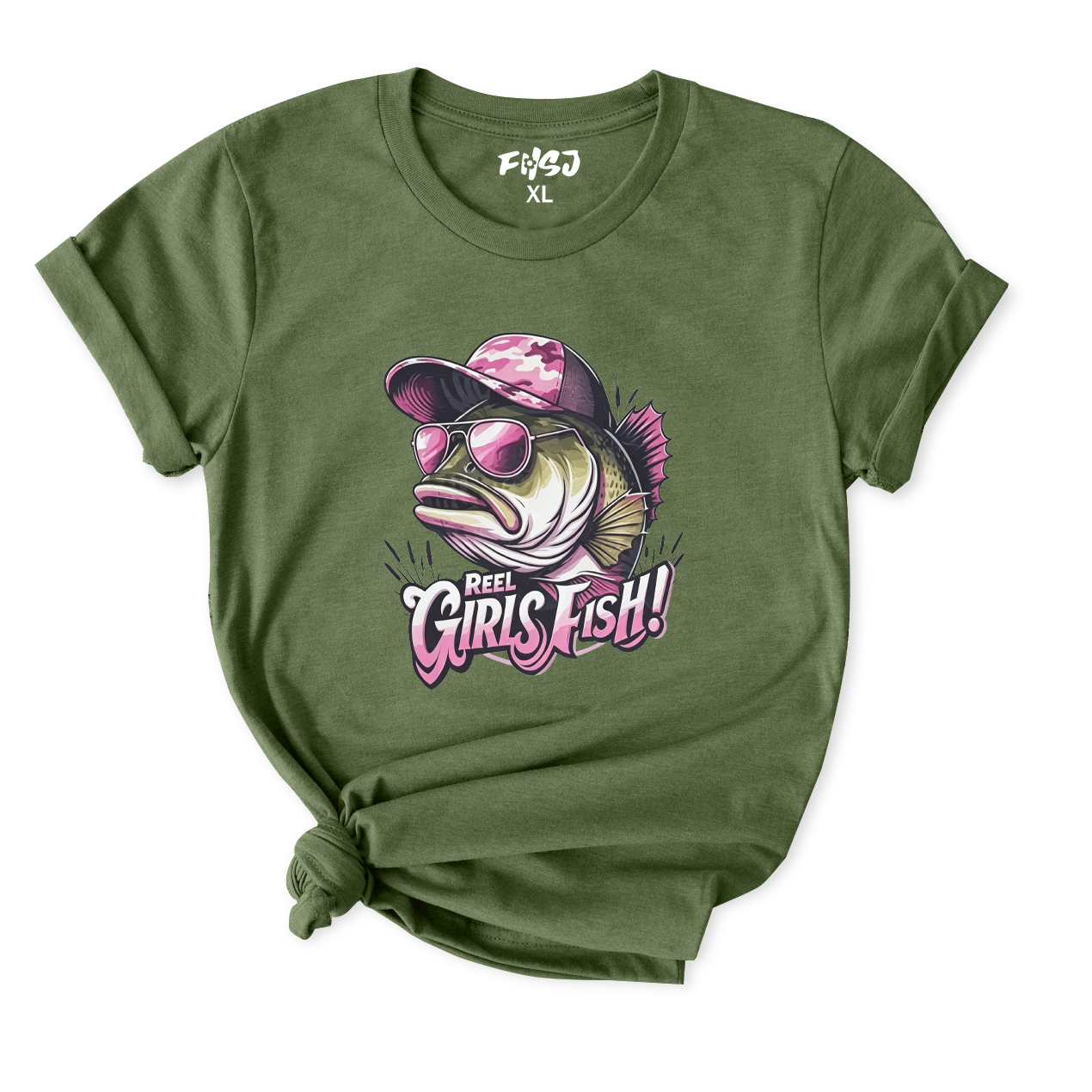 Cool Sunglass Fish Reel Girls Fish T-Shirt for Women