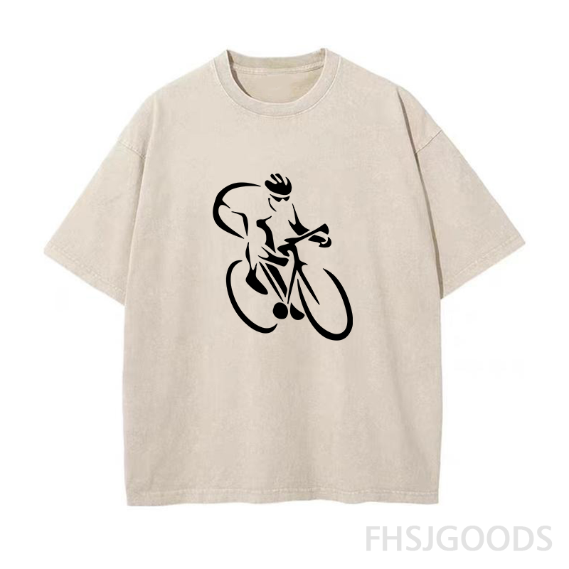 Cycling Silhouette Unisex Distressed T-Shirt