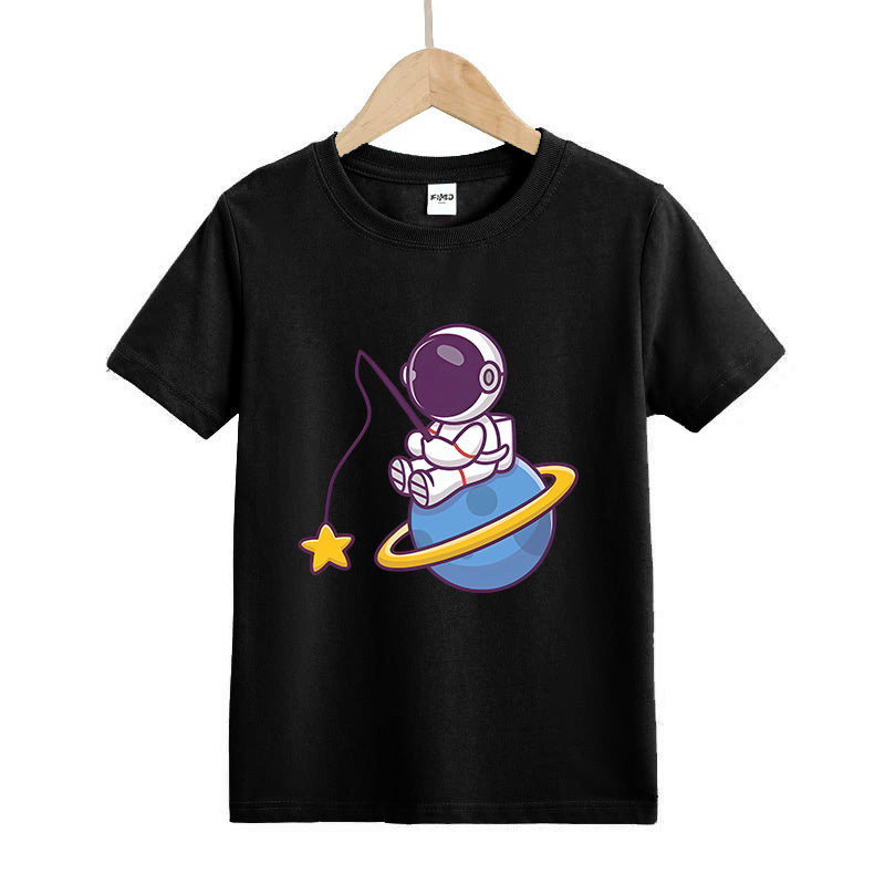 Astronaut Fishing in The Sea of stars Kid's T-Shirts