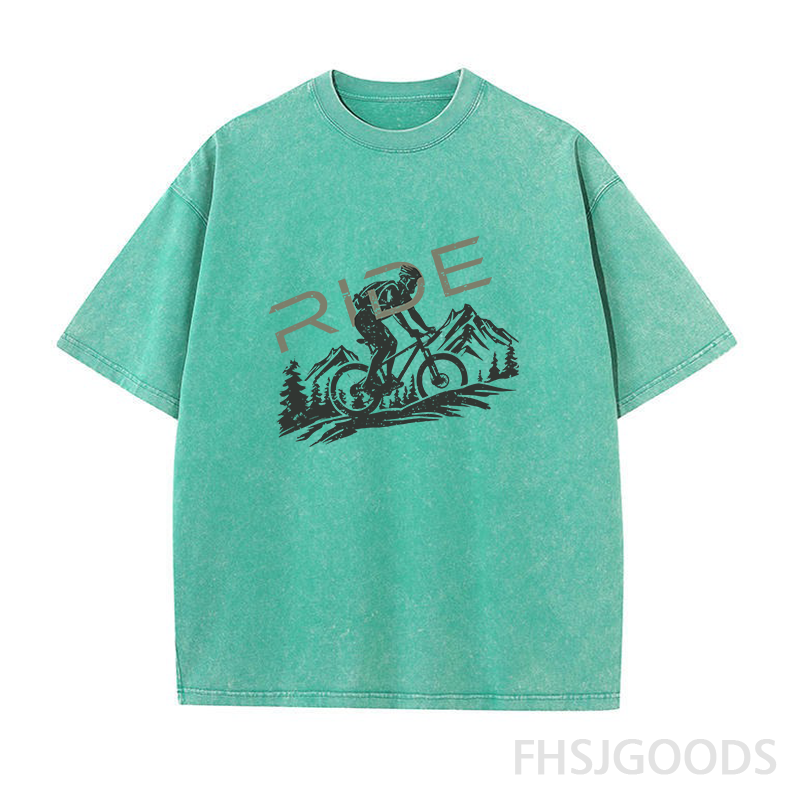 Mountain Biking Ride Unisex Distressed T-Shirt