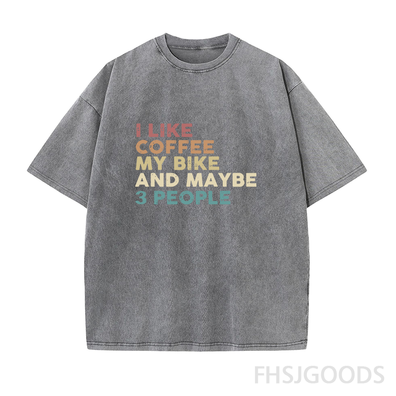 I Like Coffee and My Bike Unisex Distressed T-Shirt