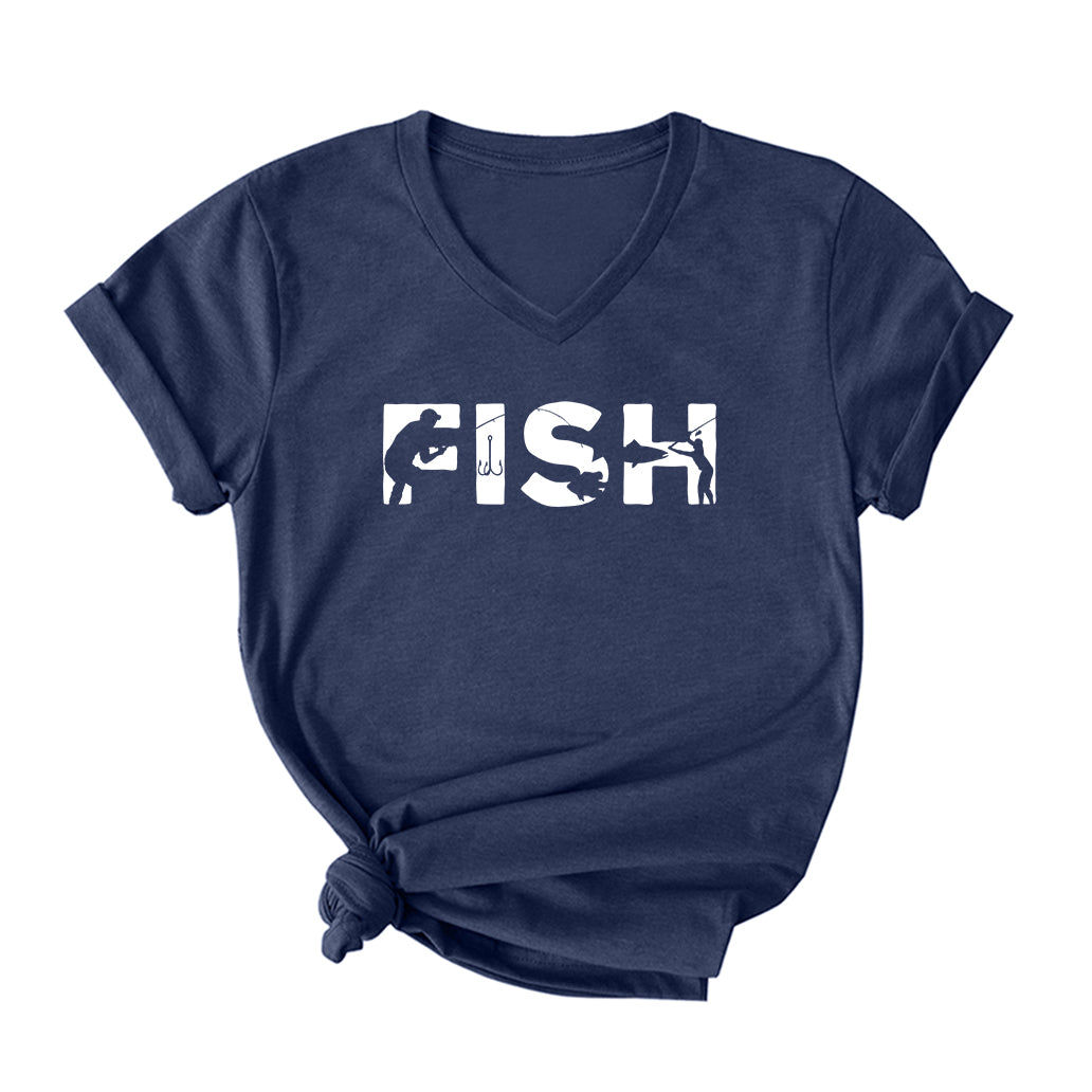 Fish V Neck T-Shirt for Women
