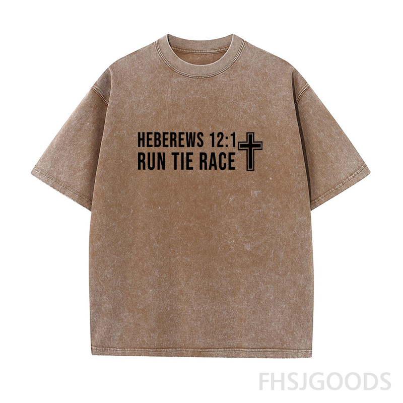 Run The Race Hebrews 12:1 Unisex Distressed T-Shirt