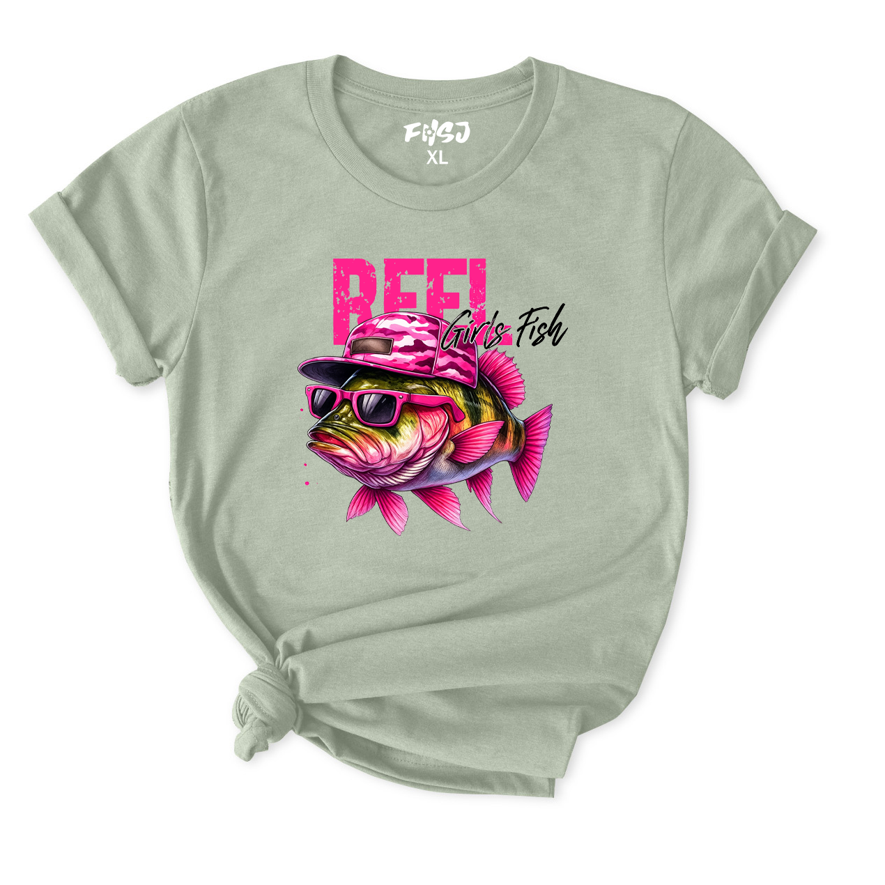 Reel Girls Fish Cool Bass With Sunglasses T-Shirt for Women