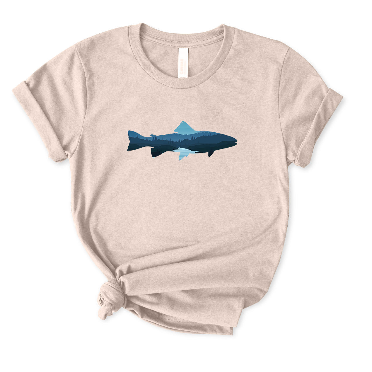 Fish Landscape Mountain and Lake T-Shirt for women