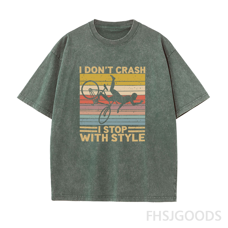 I Don't Crash I Stop with Style Cycling Unisex Distressed T-Shirt