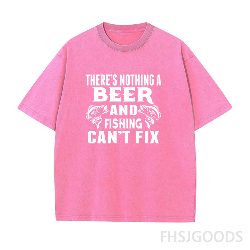 There's Nothing A Beer and Fishing Unisex Distressed T-Shirt