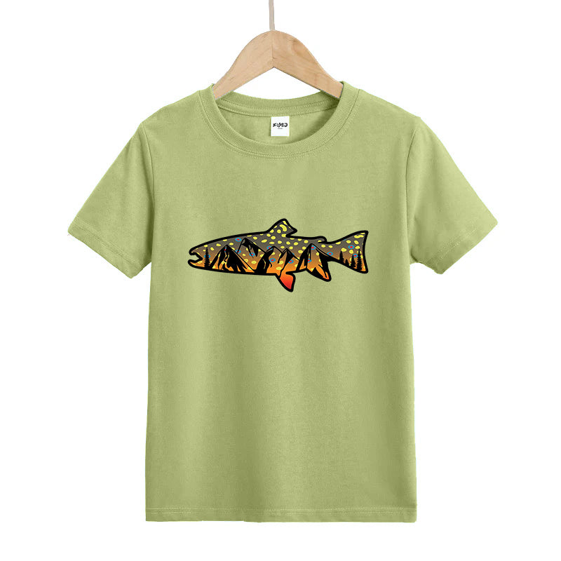 Brook Trout Mountains Kids T-Shirt