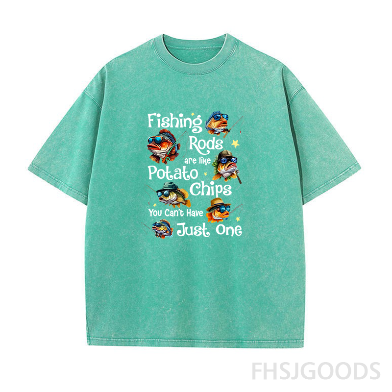 Fishing Rods Are Like Potato Chips, You Can't Have Just One Unisex Distressed T-Shirt