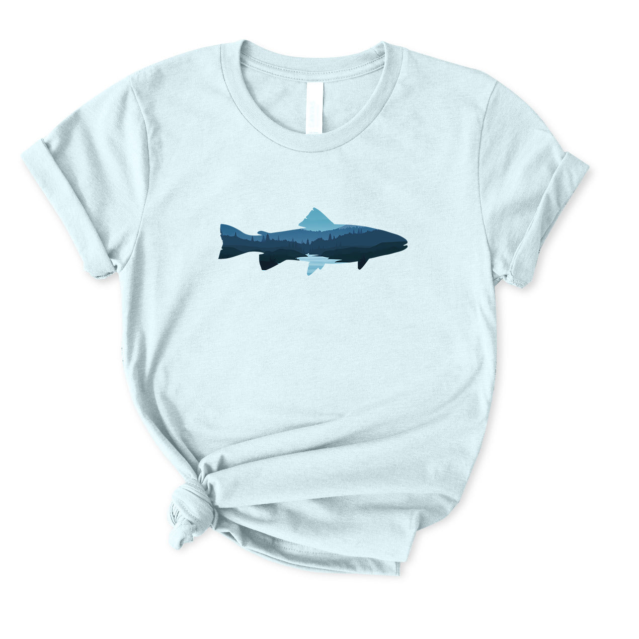 Fish Landscape Mountain and Lake T-Shirt for women