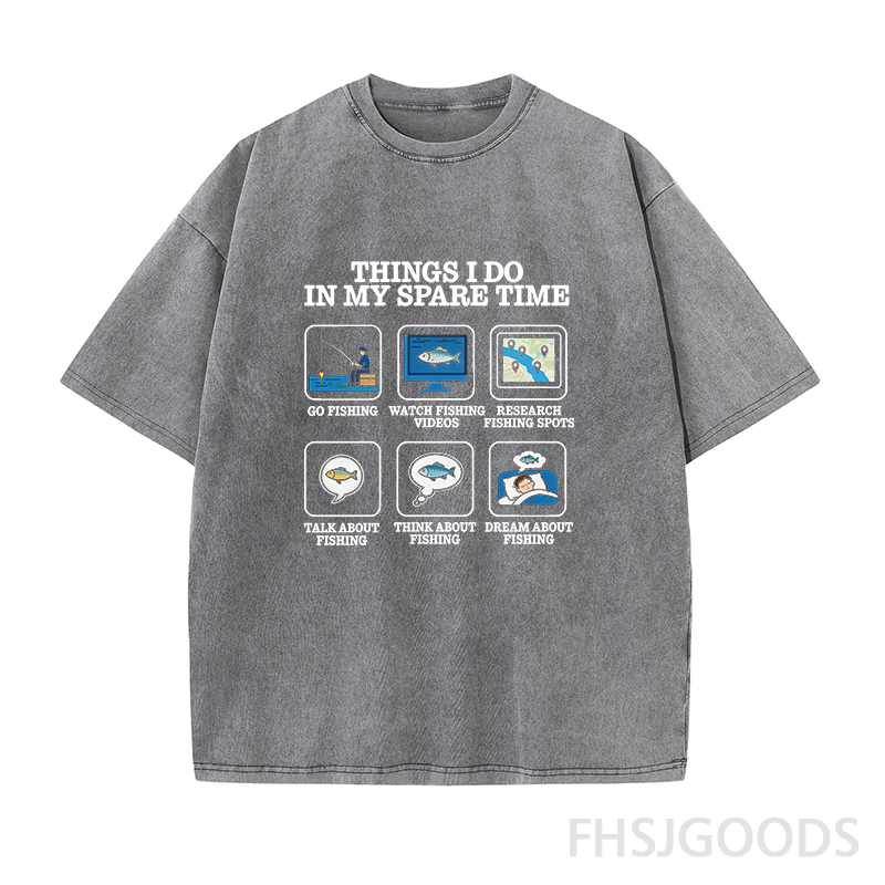 Things I Do in My Spare Time Funny Fishing Lover Unisex Distressed T-Shirt