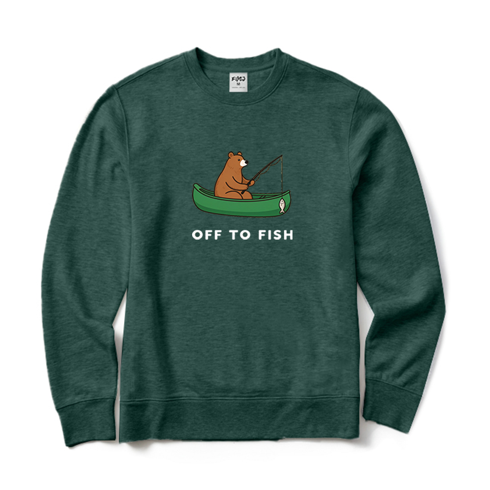 Bear Off To Fish Fishing Crewneck Sweatshirt