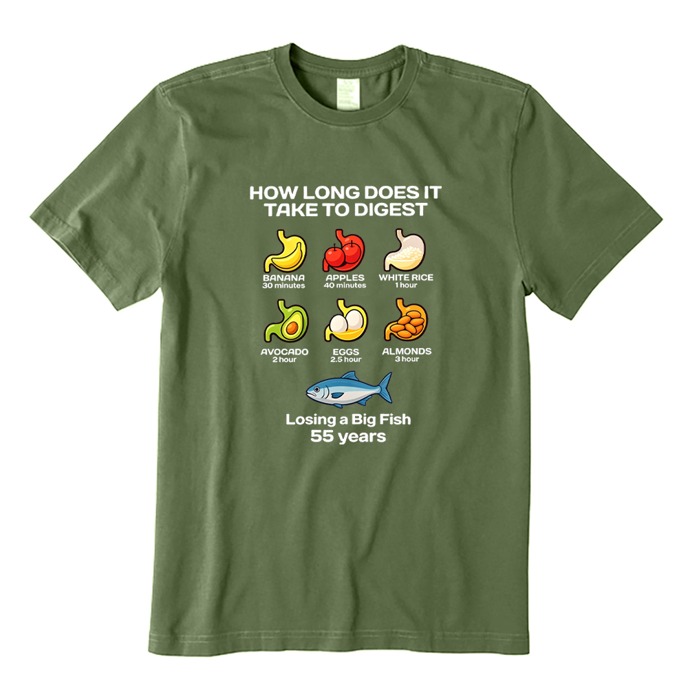 How Long Does It Take To Digest Funny Fishing T-Shirt