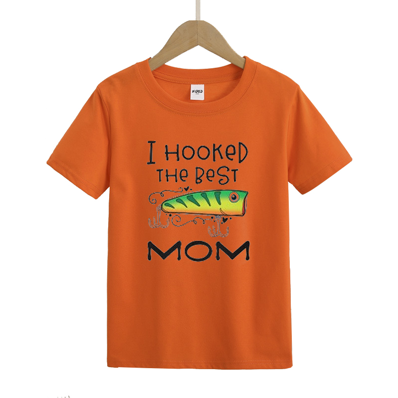I Hooked Mom Fishing Kids T-Shirt