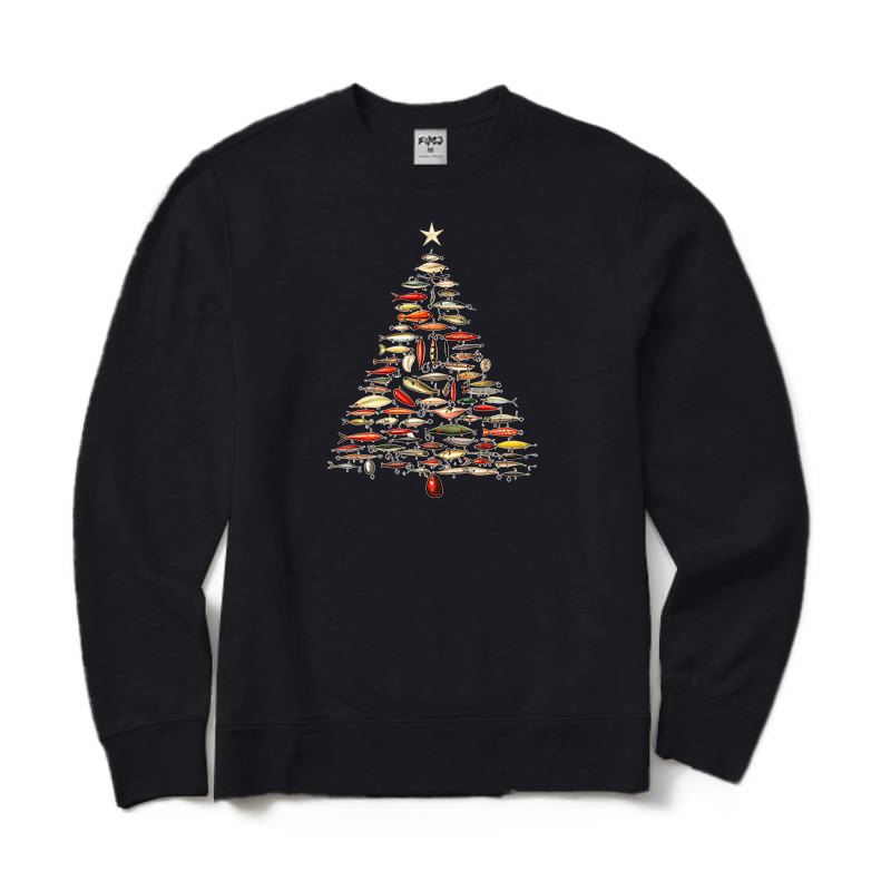 Fishing Lure Christmas Tree Crewneck Sweatshirt