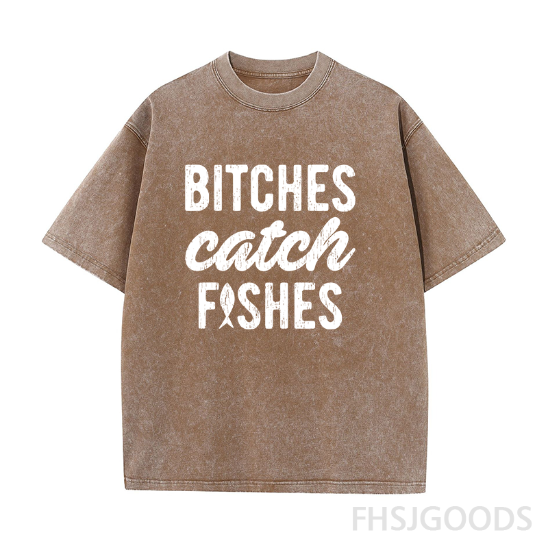 Bitches Catch Fishes Unisex Distressed T-Shirt