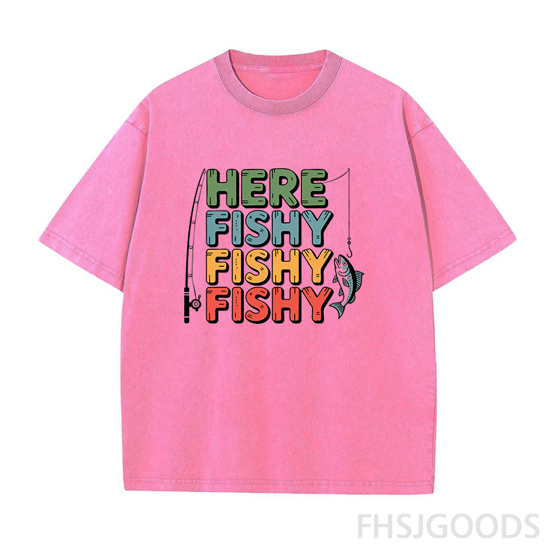Here Fishy Fishy Fishy Unisex Distressed T-Shirt