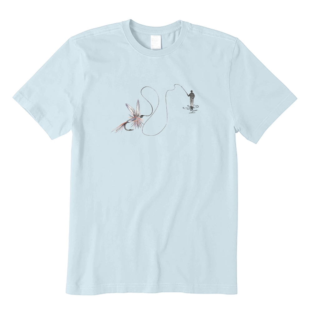 Vintage Fly Fisherman And Fly Pattern T-Shirt