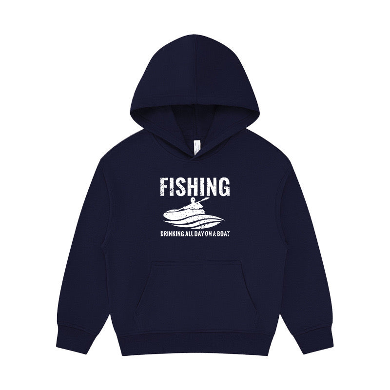 Fishing and Drinking All Day on A Boat Kid's Hoodie