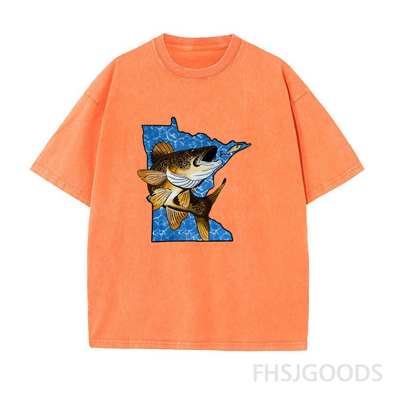 Walleye Fishing Unisex Distressed T-Shirt