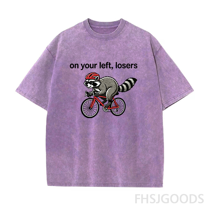 On Your Left Losers Raccoon Cycling Unisex Distressed T-Shirt