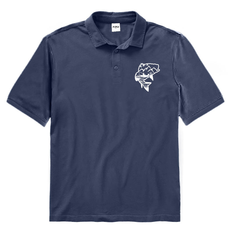 Bass Fishing Landscape Polo Shirt