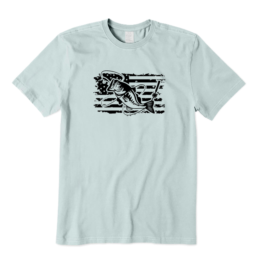 Bass Fishing American Flag T-Shirt