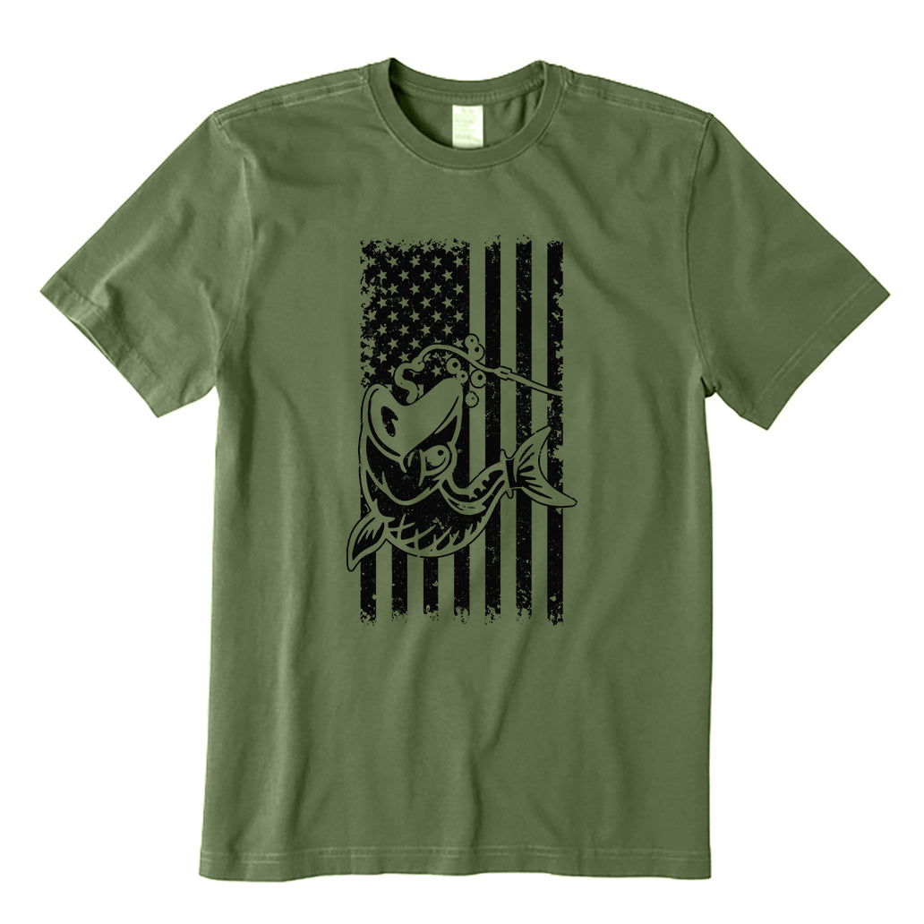 Bass Fish American Flag T-Shirt