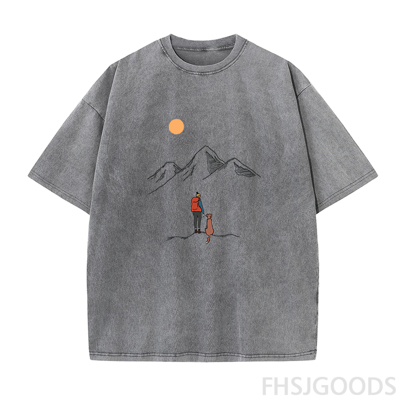 Mountain Hiking Unisex Distressed T-Shirt